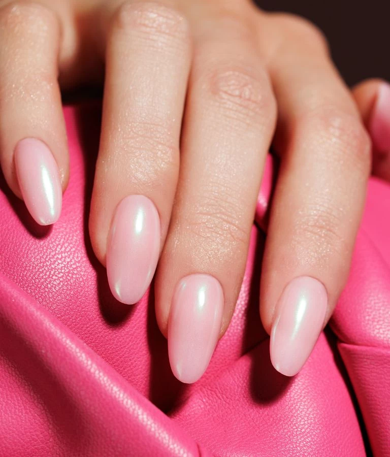 Rożowe perłowe paznokcie - Subtelność z nutą elegancji